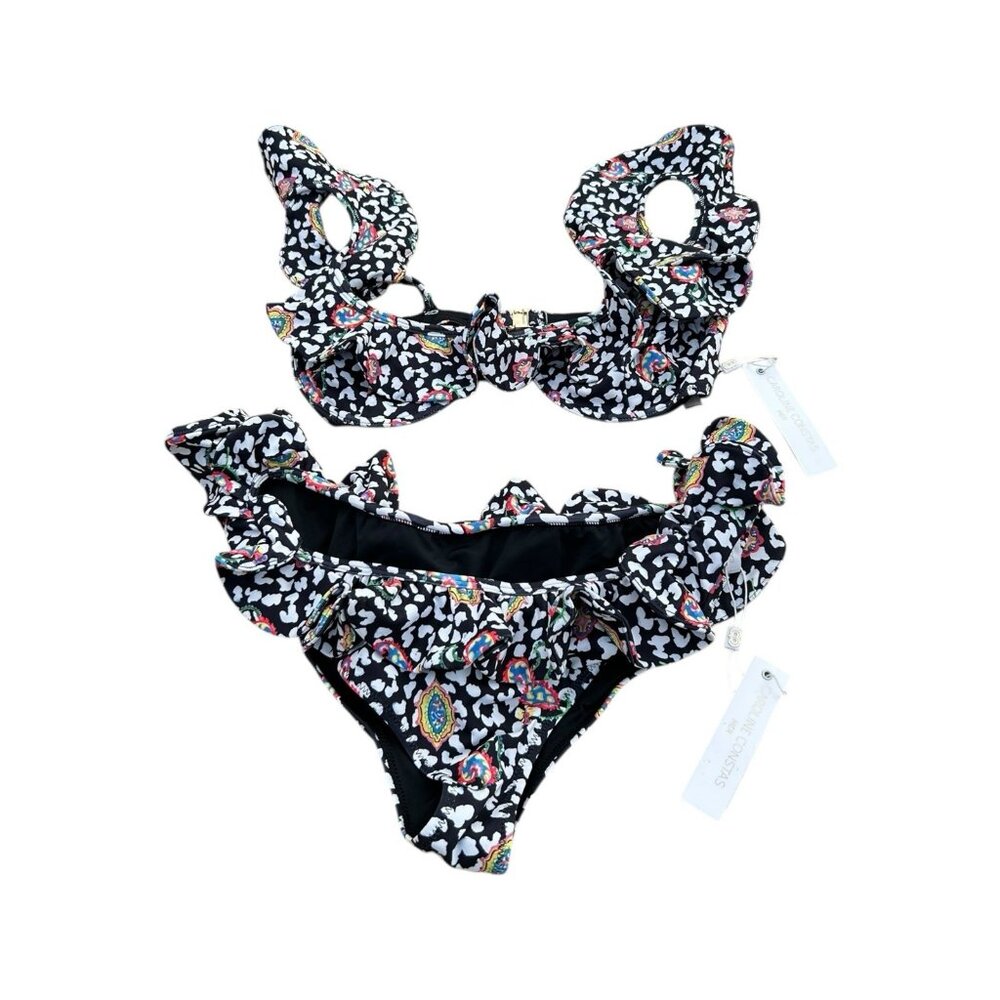 Caroline Constas Lotus Bikini Top & Bottom Swim Vacation NWT $450 Size Medium
